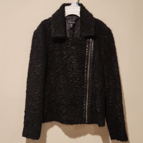 ❤️ EILEEN FISHER CURLY ALPACA BLACK MOTO JACKET, SP (SMALL PETITE) - Picture 4 of 16